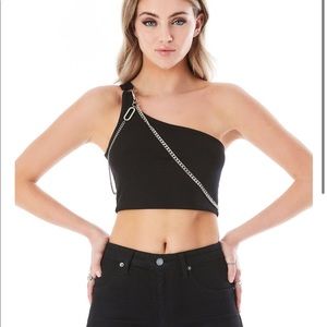LF Chain One Shoulder Top